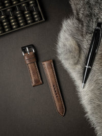 "Cubano" Havana Tan Padded Leather Watch Strap