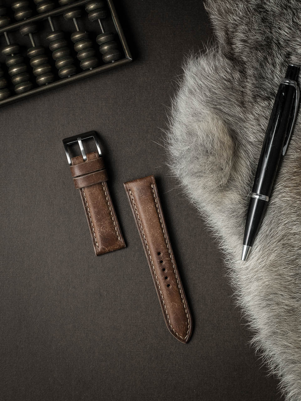 "Cubano" Havana Tan Padded Leather Watch Strap