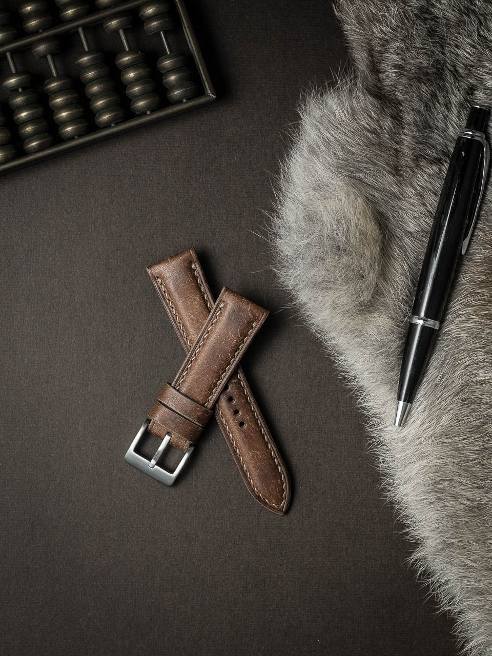 "Cubano" Havana Tan Padded Leather Watch Strap