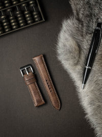 "Cubano" Havana Tan Padded Leather Watch Strap