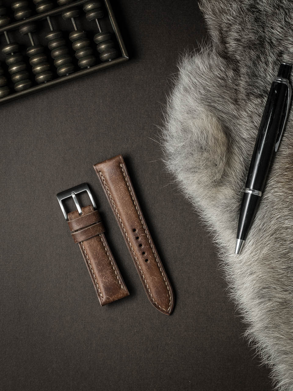 "Cubano" Havana Tan Padded Leather Watch Strap