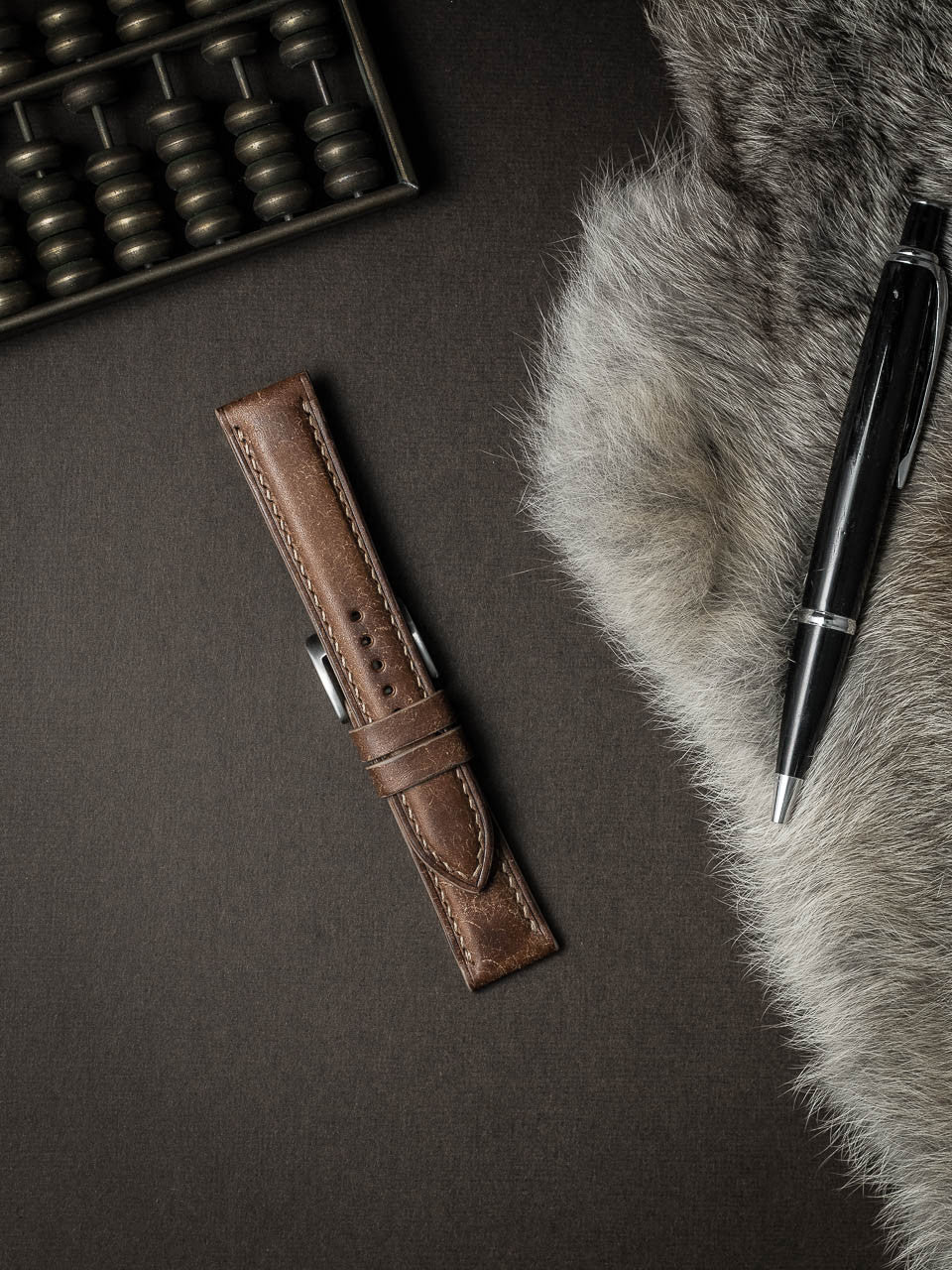 "Cubano" Havana Tan Padded Leather Watch Strap