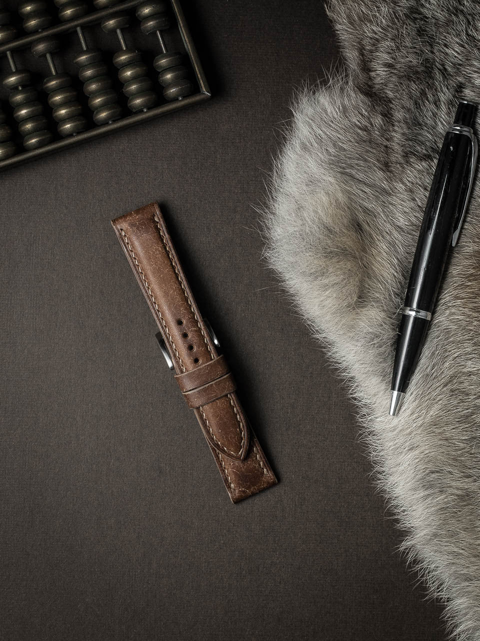 "Cubano" Havana Tan Padded Leather Watch Strap
