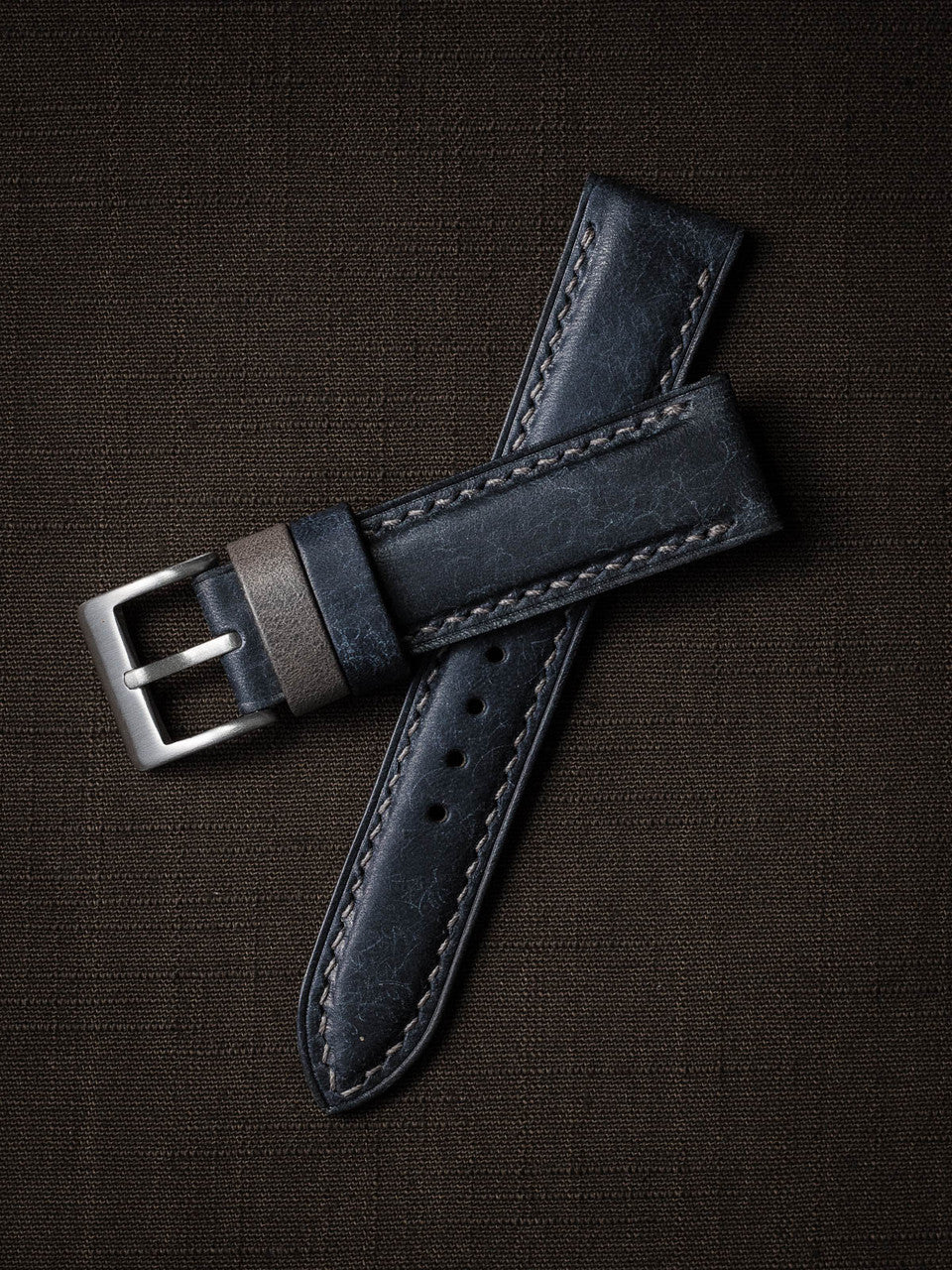 "Cyrus" Marine Blue Padded Leather Watch Strap