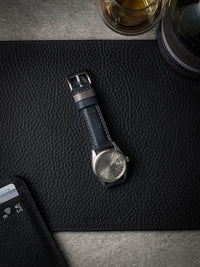 "Cyrus" Marine Blue Padded Leather Watch Strap