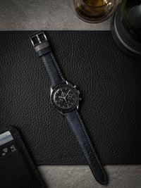 "Cyrus" Marine Blue Padded Leather Watch Strap