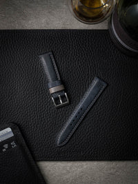 "Cyrus" Marine Blue Padded Leather Watch Strap