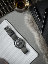 "Dresden" Storm Grey Single Pass Leather Watch Strap