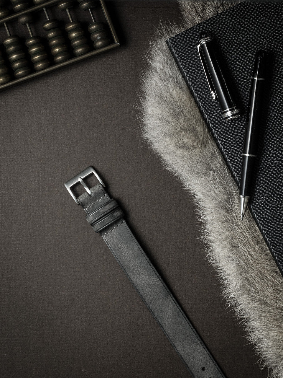 "Dresden" Storm Grey Single Pass Leather Watch Strap