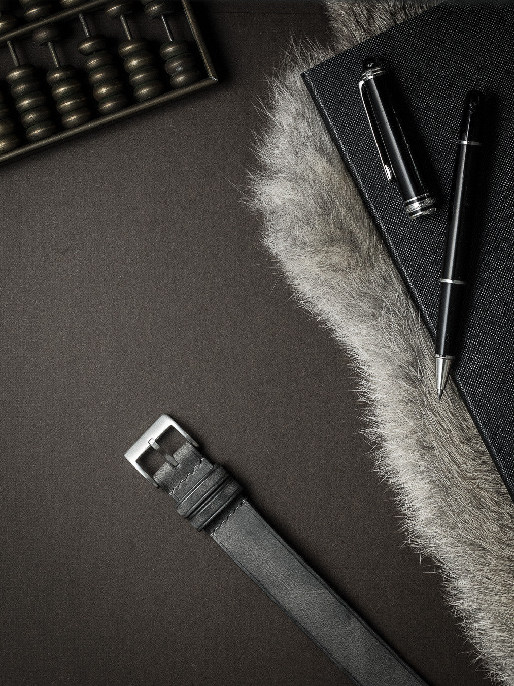 "Dresden" Storm Grey Single Pass Leather Watch Strap