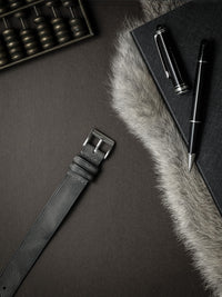 "Dresden" Storm Grey Single Pass Leather Watch Strap
