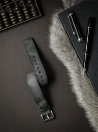 "Dresden" Storm Grey Single Pass Leather Watch Strap