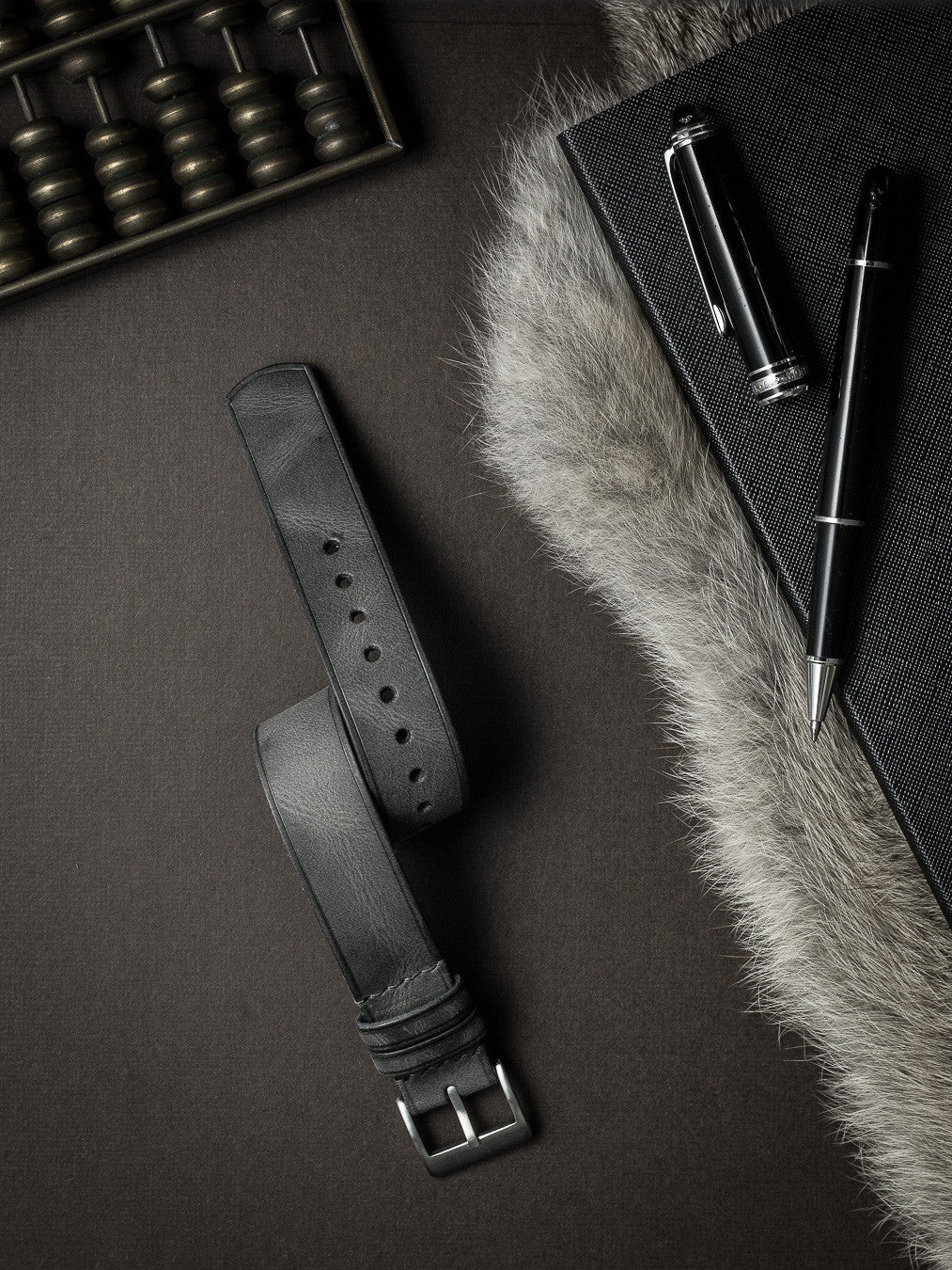 "Dresden" Storm Grey Single Pass Leather Watch Strap