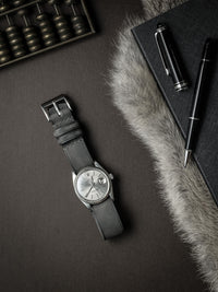 "Dresden" Storm Grey Single Pass Leather Watch Strap