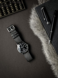 "Dresden" Storm Grey Single Pass Leather Watch Strap