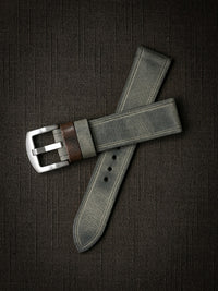 "Duke" Grey Green Leather Watch Strap
