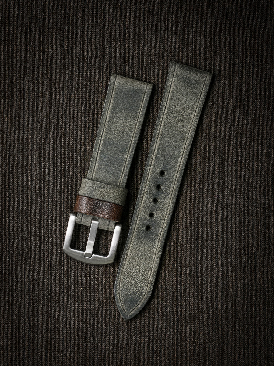 "Duke" Grey Green Leather Watch Strap