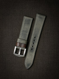 "Duke" Grey Green Leather Watch Strap