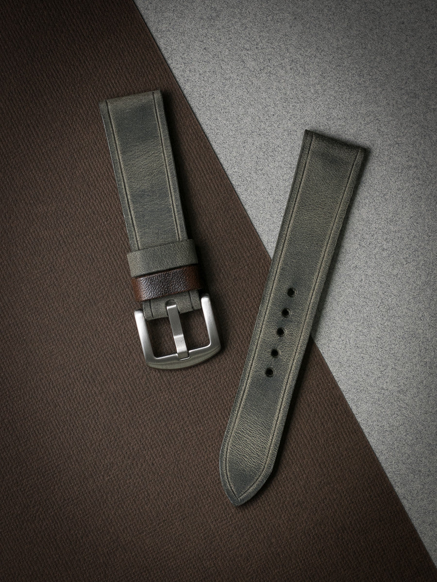 "Duke" Grey Green Leather Watch Strap