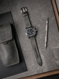 "Duke" Grey Green Leather Watch Strap