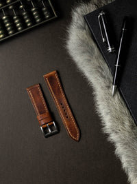 "Eames" Cognac Saddle Tan Leather Watch Strap