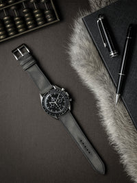 "Elijah" Storm Grey Leather Watch Strap