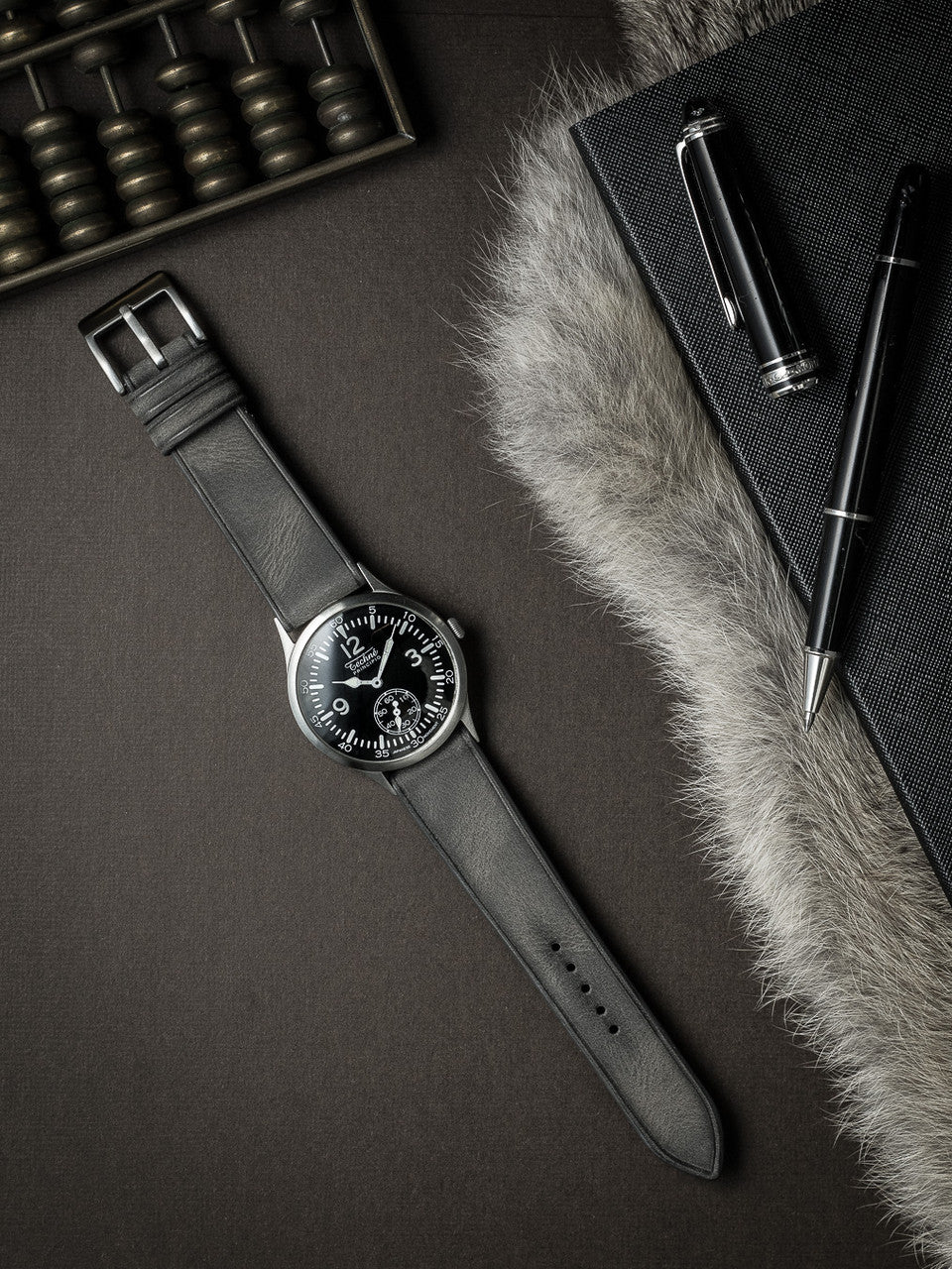 "Elijah" Storm Grey Leather Watch Strap