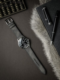 "Elijah" Storm Grey Leather Watch Strap