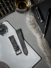 "Elijah" Storm Grey Leather Watch Strap