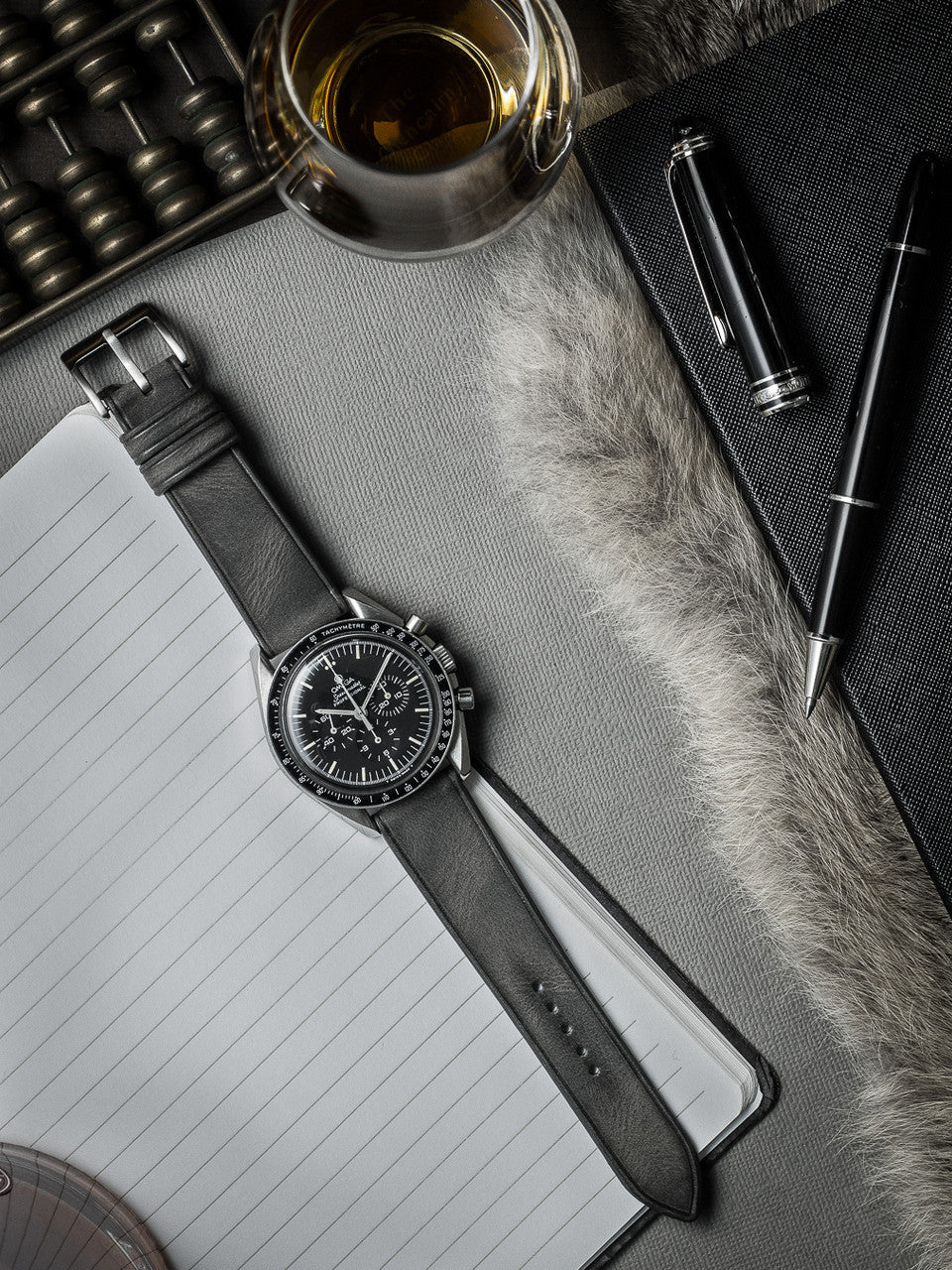"Elijah" Storm Grey Leather Watch Strap