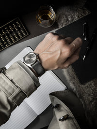 "Elijah" Storm Grey Leather Watch Strap
