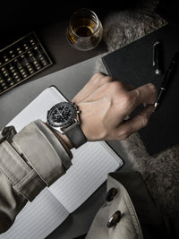 "Elijah" Storm Grey Leather Watch Strap