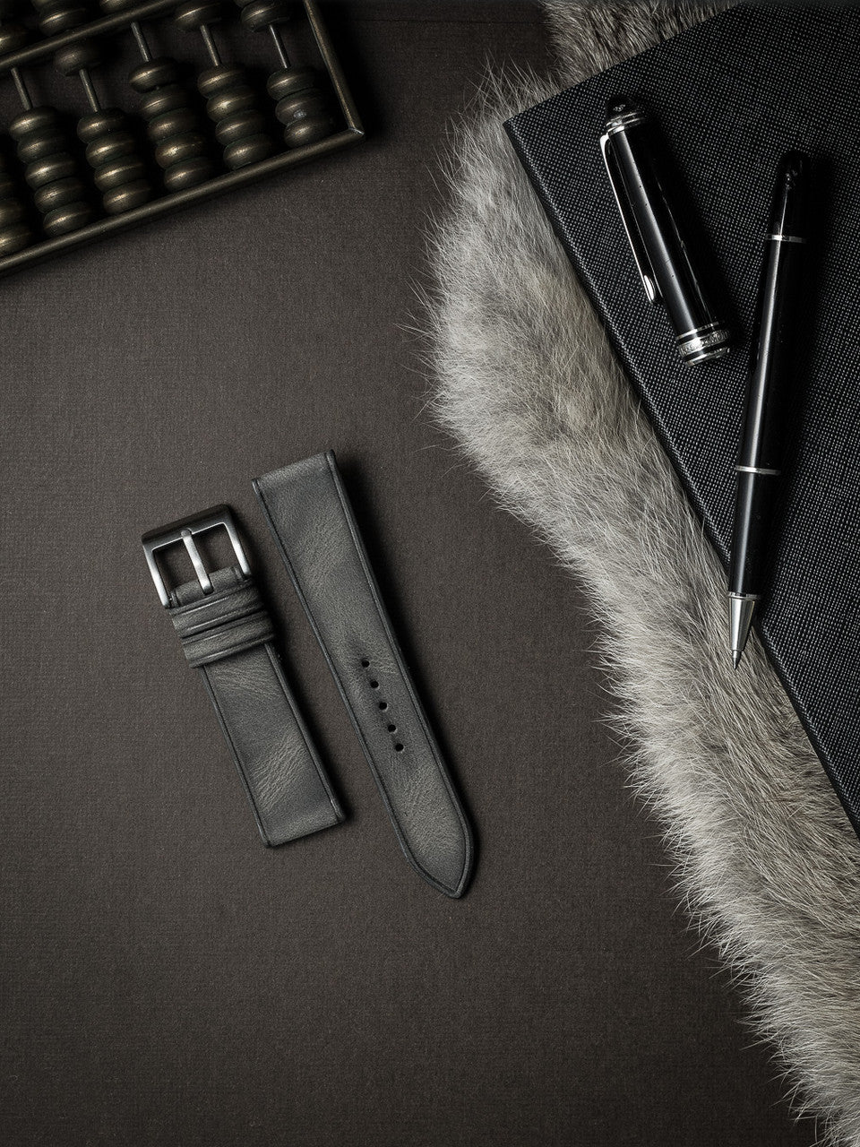 "Elijah" Storm Grey Leather Watch Strap