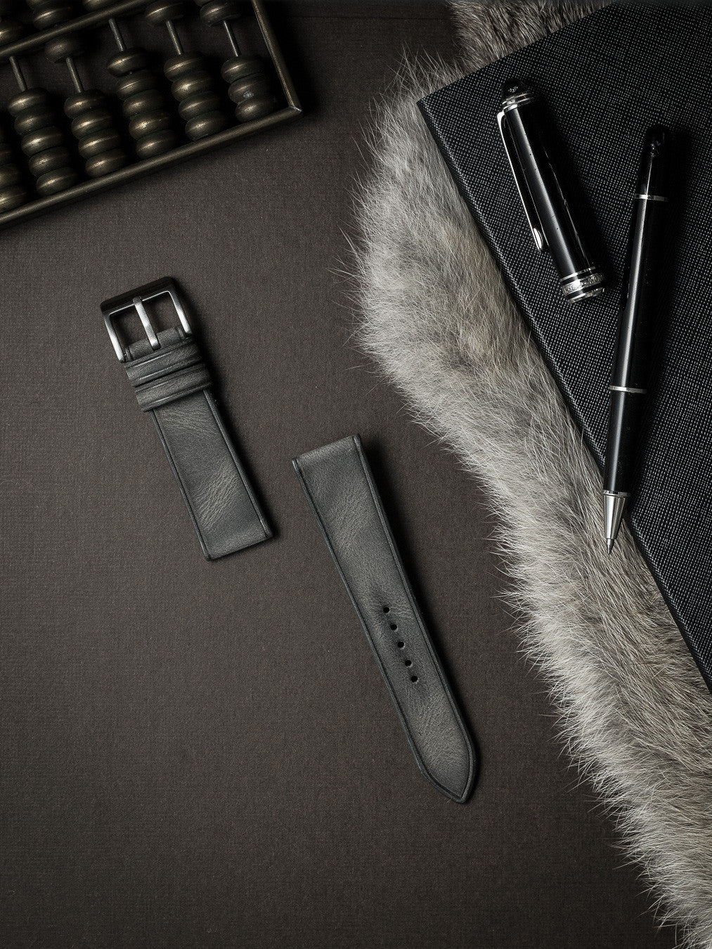 "Elijah" Storm Grey Leather Watch Strap
