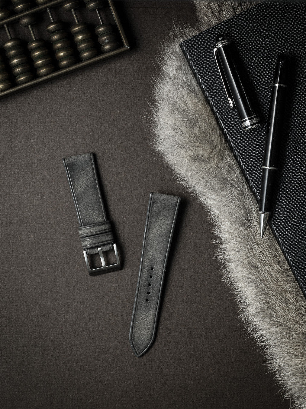 "Elijah" Storm Grey Leather Watch Strap