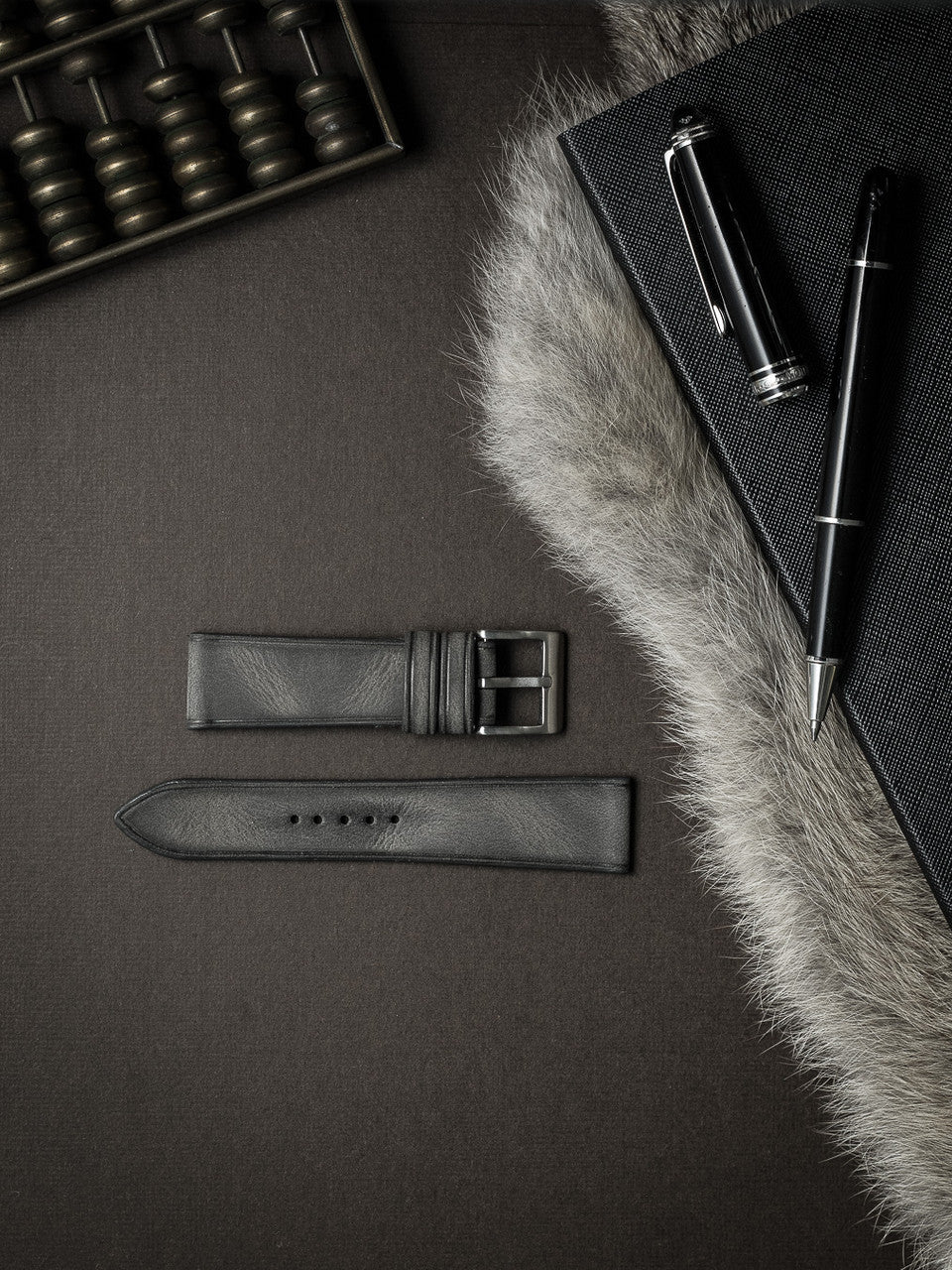 "Elijah" Storm Grey Leather Watch Strap