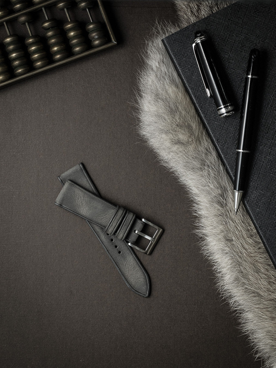 "Elijah" Storm Grey Leather Watch Strap