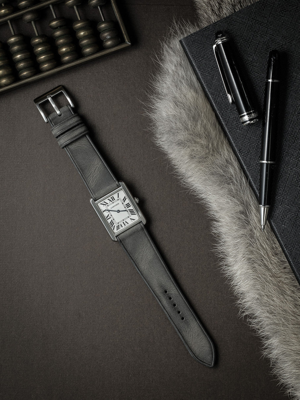 "Elijah" Storm Grey Leather Watch Strap