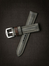 "Forbes" Grey Green Leather Watch Strap