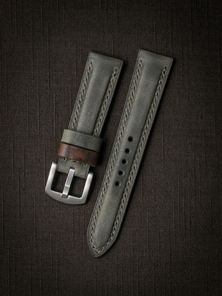 "Forbes" Grey Green Leather Watch Strap