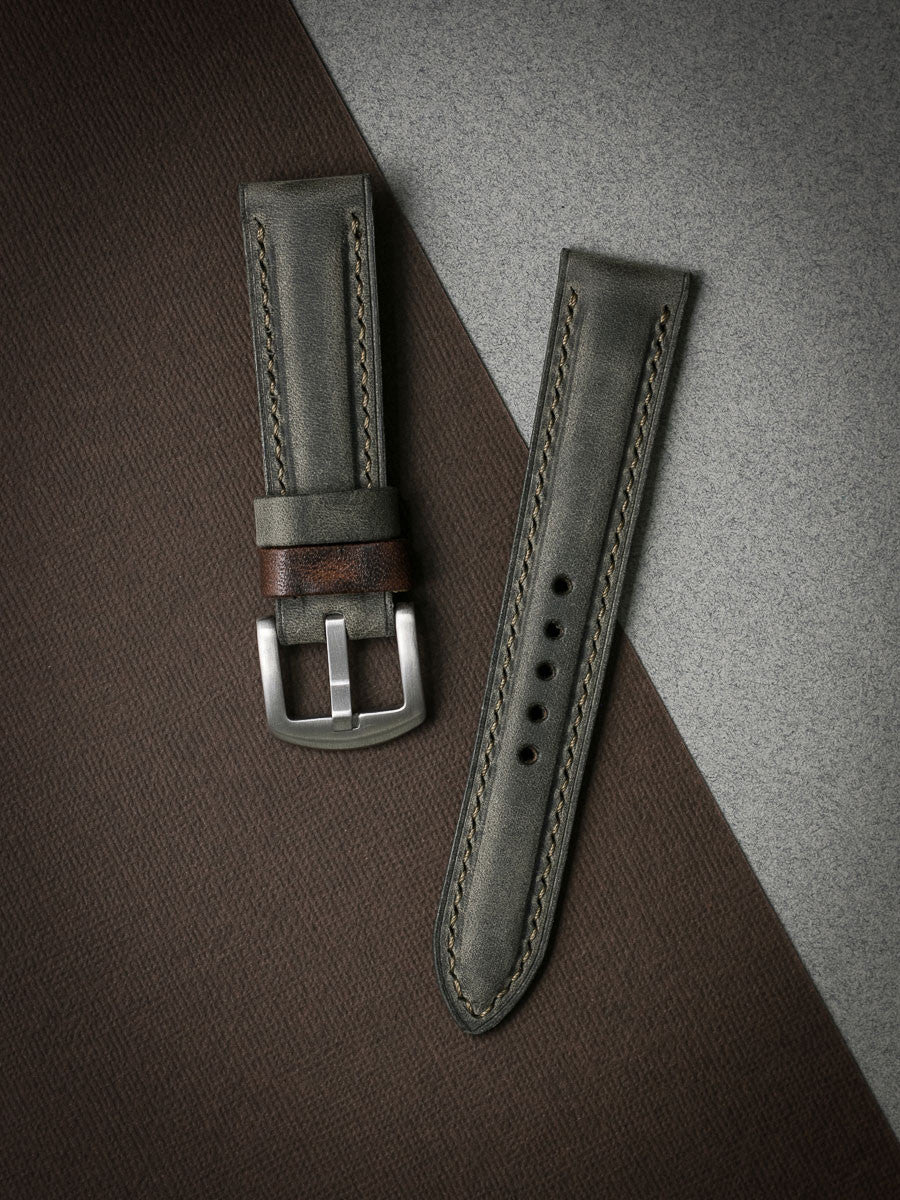 "Forbes" Grey Green Leather Watch Strap