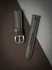 "Forbes" Grey Green Leather Watch Strap