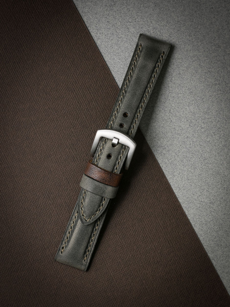 "Forbes" Grey Green Leather Watch Strap