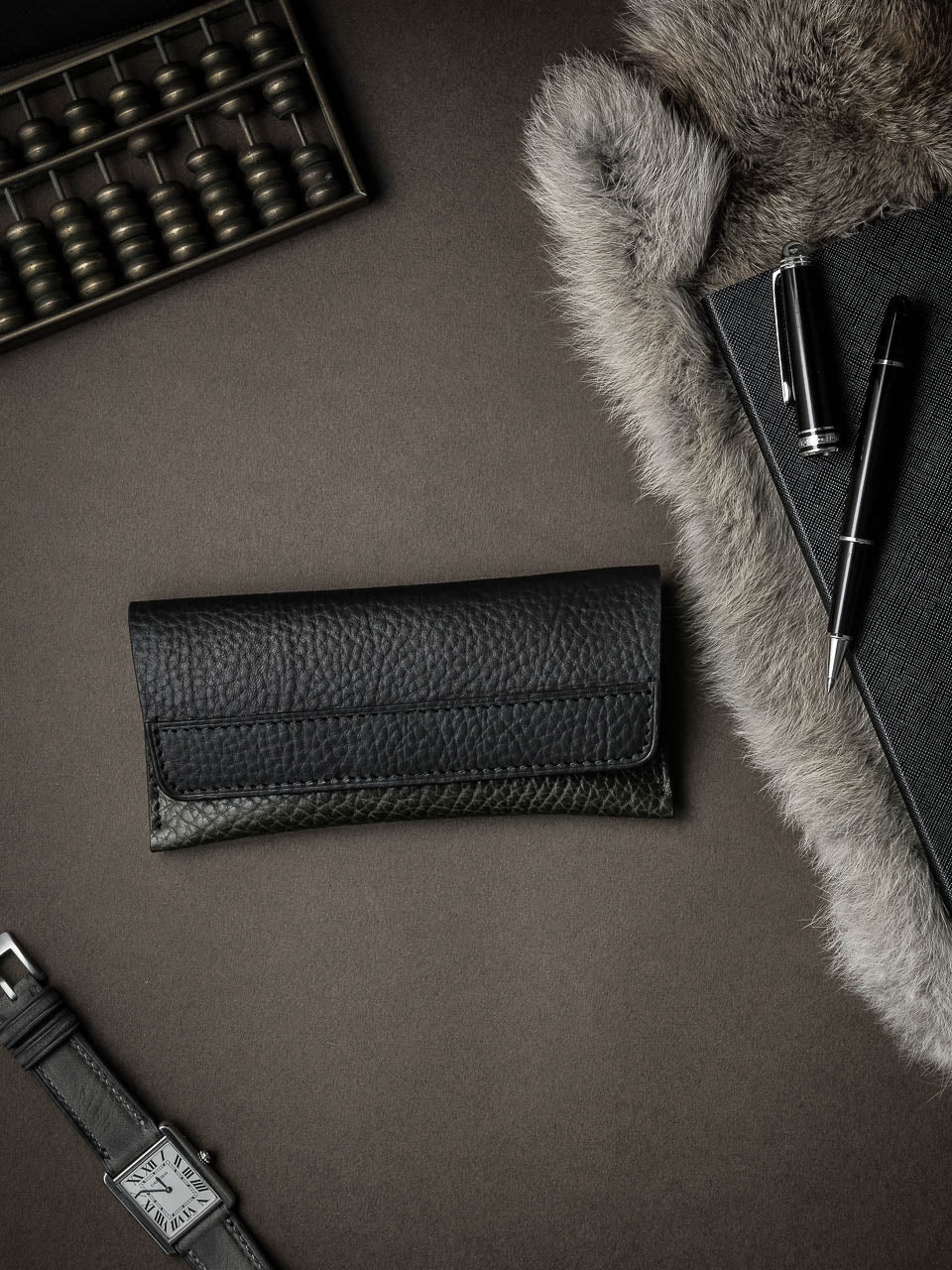 Lex Watch Pouch - Olive Green Leather