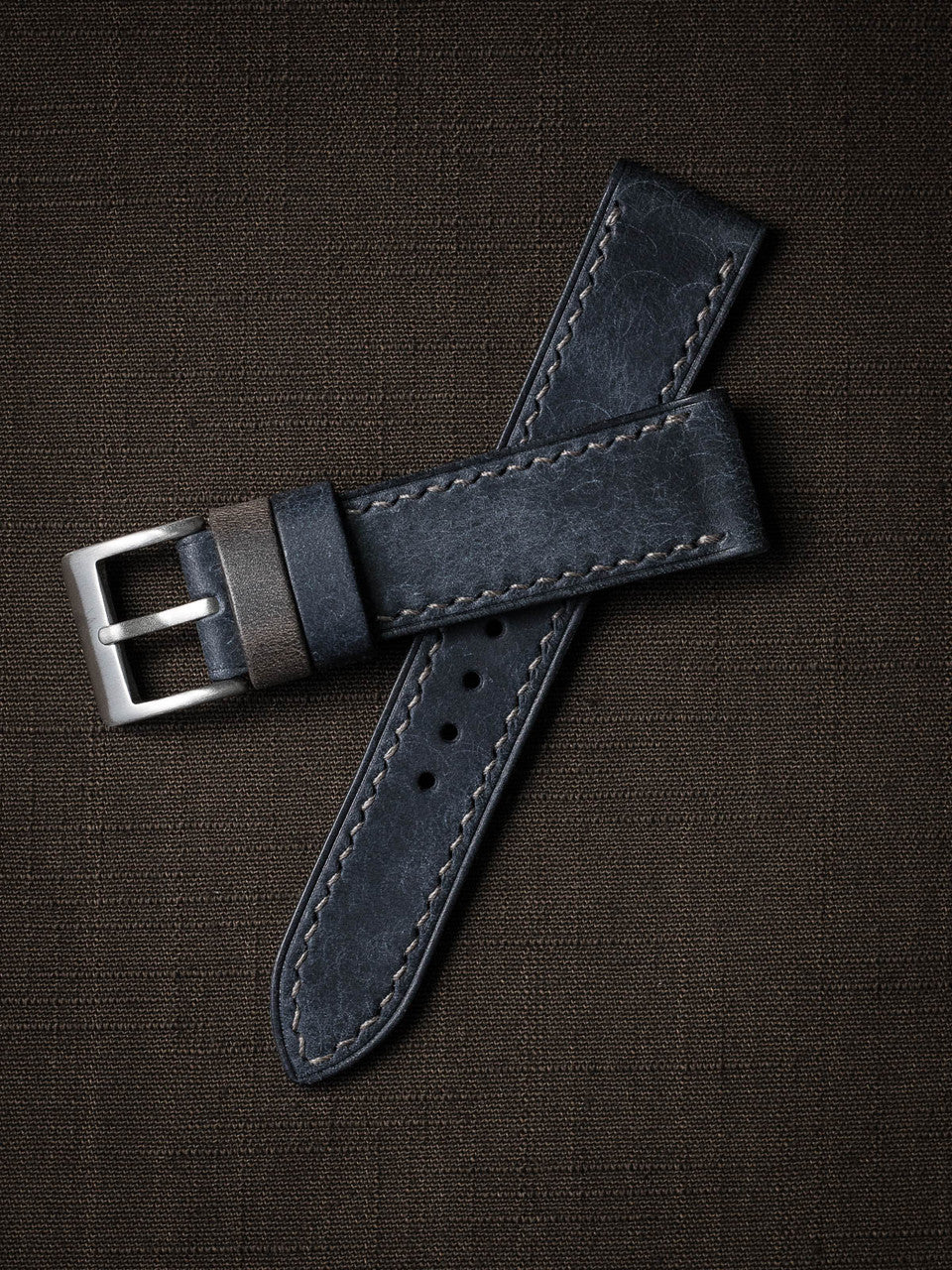 "Max" Marine Blue Leather Watch Strap