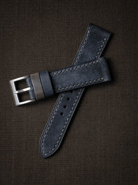 "Max" Marine Blue Leather Watch Strap