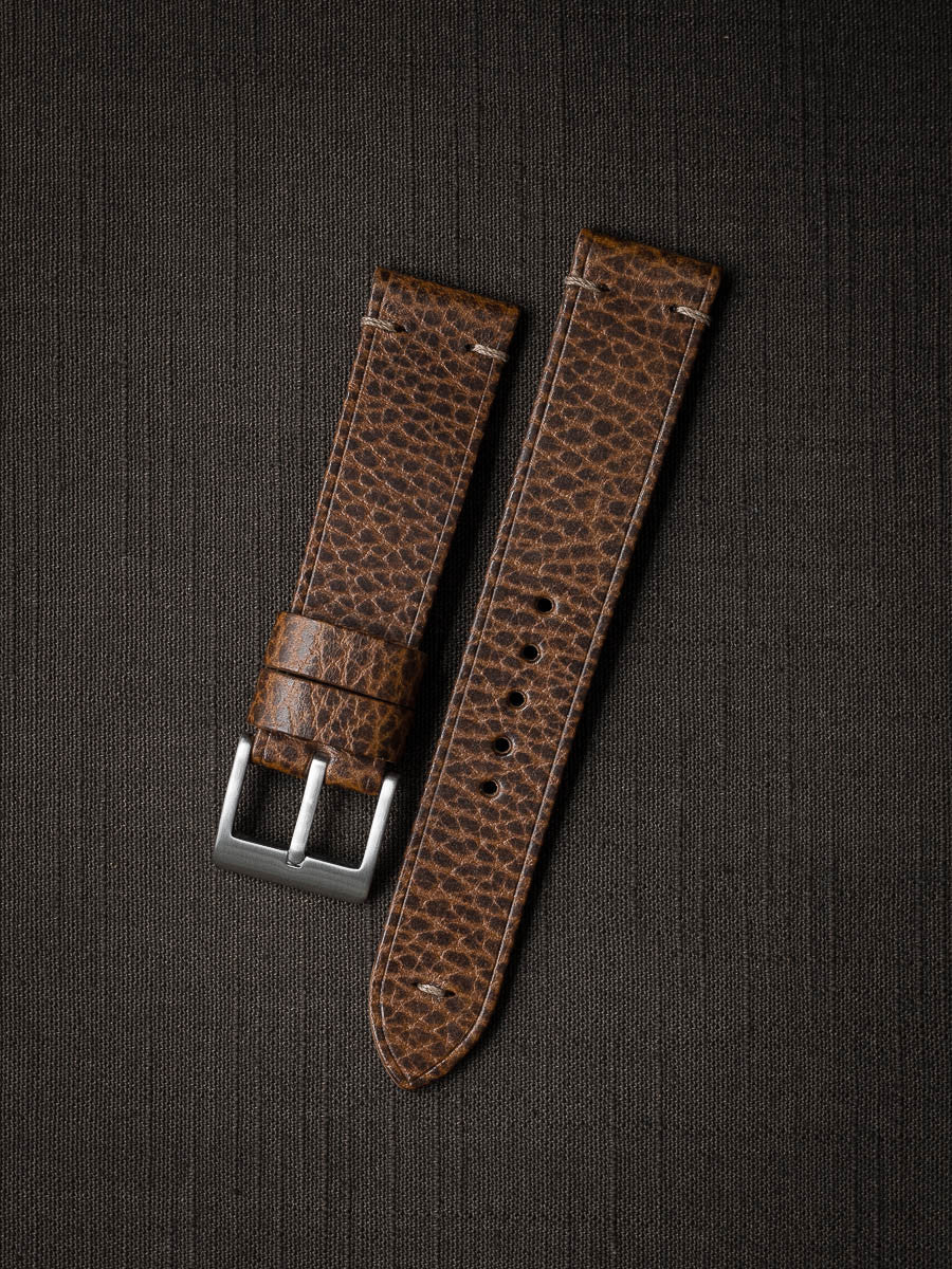 "Hank" Textured Whiskey Leather Watch Strap