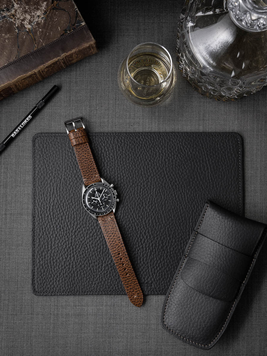 "Hank" Textured Whiskey Leather Watch Strap