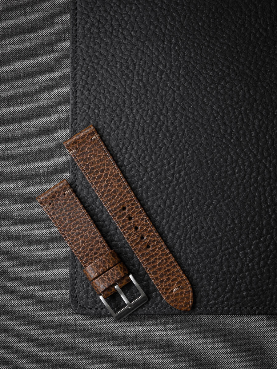 "Hank" Textured Whiskey Leather Watch Strap
