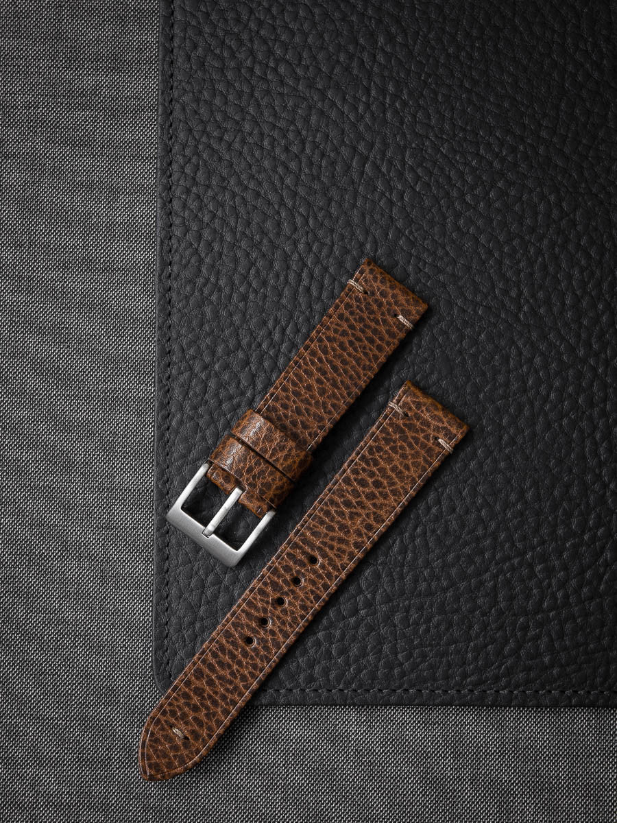 "Hank" Textured Whiskey Leather Watch Strap